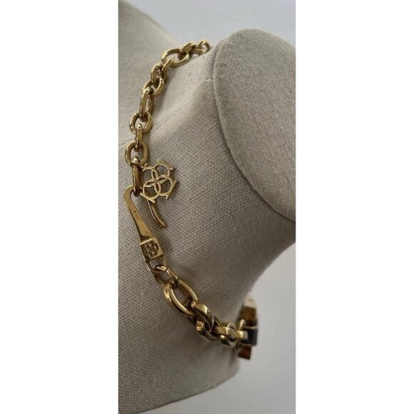 Ann Taylor Vintage Matte Gold and Black Leather Link Chain Necklace Quality 19” - Picture 10 of 16